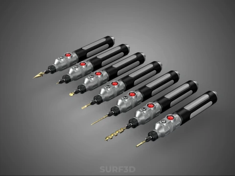 CORDLESS ELECTRIC MINI ROTARY TOOL PEN DRILL TIP BIT BORE KIT 3D Model