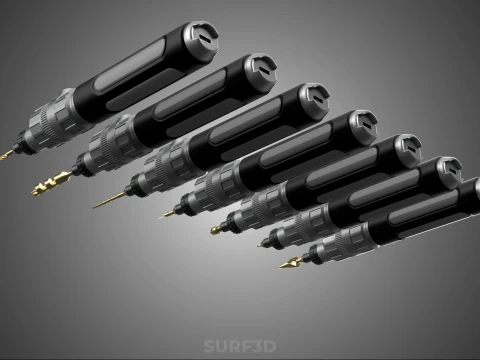 CORDLESS ELECTRIC MINI ROTARY TOOL PEN DRILL TIP BIT BORE KIT 3D Model