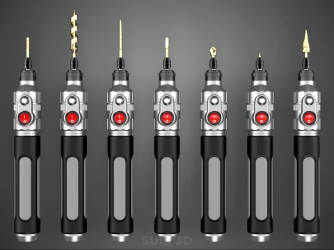 CORDLESS ELECTRIC MINI ROTARY TOOL PEN DRILL TIP BIT BORE KIT 3D Model