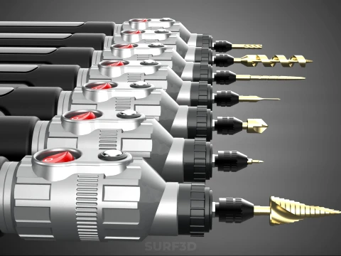 CORDLESS ELECTRIC MINI ROTARY TOOL PEN DRILL TIP BIT BORE KIT 3D Model