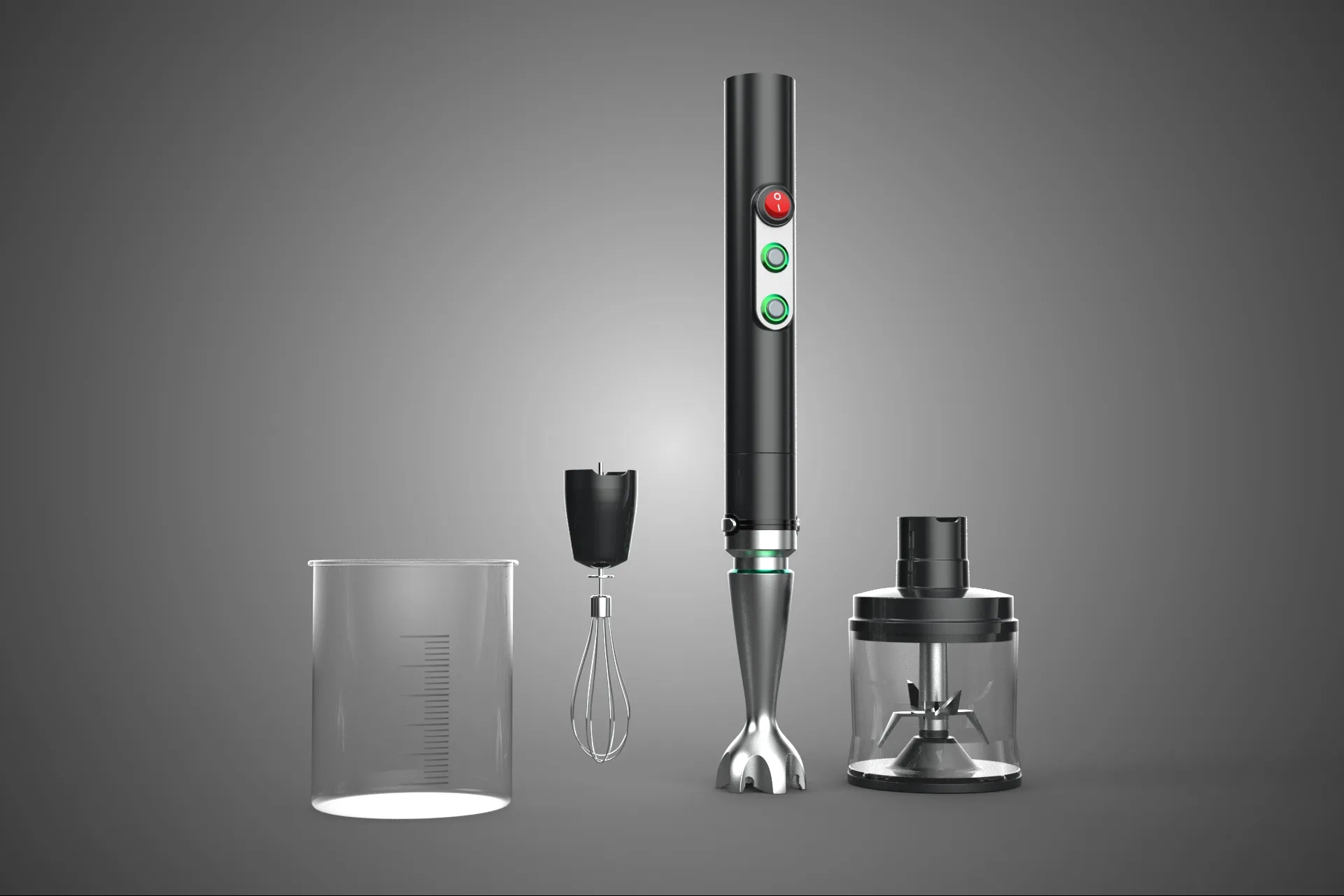 HAND IMMERSION BLENDER SET WHISK FOOD CHOPPER BEAKER ATTACHMENT 3D Model .c4d .max .obj .3ds .fbx .stl .blend