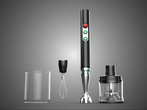 HAND IMMERSION BLENDER SET WHISK FOOD CHOPPER BEAKER ATTACHMENT 3D Model