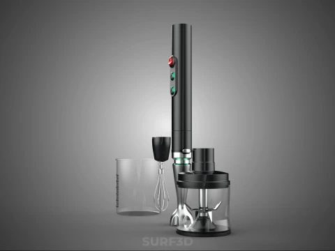 HAND IMMERSION BLENDER SET WHISK FOOD CHOPPER BEAKER ATTACHMENT 3D Model