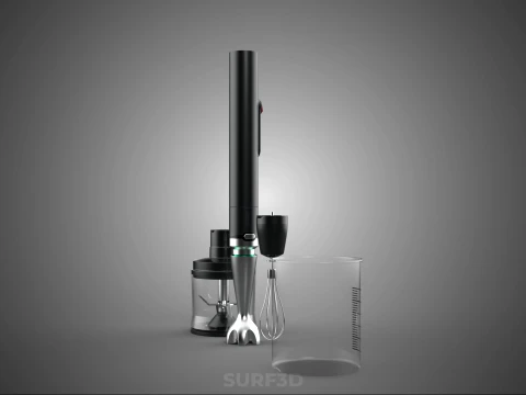 HAND IMMERSION BLENDER SET WHISK FOOD CHOPPER BEAKER ATTACHMENT 3D Model