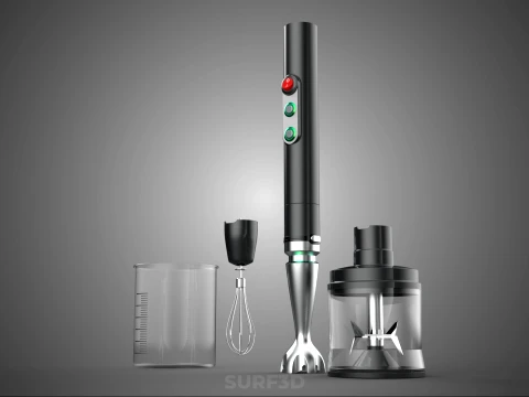 HAND IMMERSION BLENDER SET WHISK FOOD CHOPPER BEAKER ATTACHMENT 3D Model