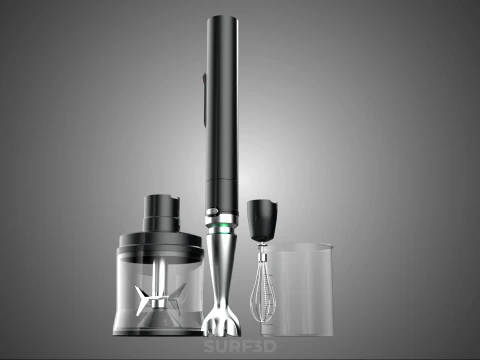 HAND IMMERSION BLENDER SET WHISK FOOD CHOPPER BEAKER ATTACHMENT 3D Model