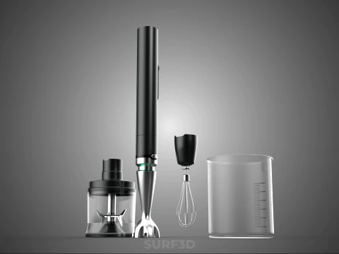 HAND IMMERSION BLENDER SET WHISK FOOD CHOPPER BEAKER ATTACHMENT 3D Model