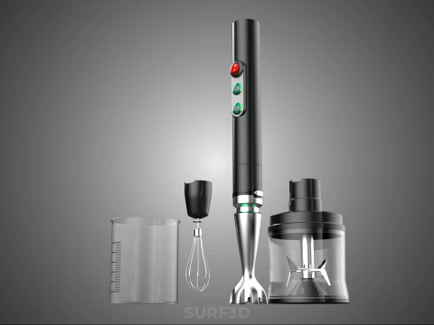 HAND IMMERSION BLENDER SET WHISK FOOD CHOPPER BEAKER ATTACHMENT 3D Model