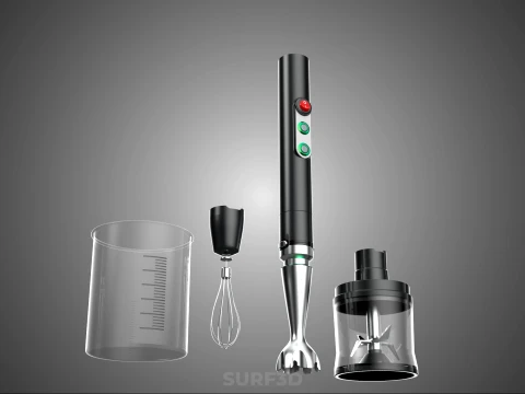 HAND IMMERSION BLENDER SET WHISK FOOD CHOPPER BEAKER ATTACHMENT 3D Model