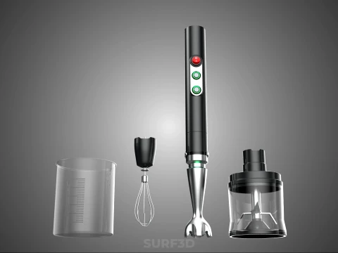 HAND IMMERSION BLENDER SET WHISK FOOD CHOPPER BEAKER ATTACHMENT 3D Model