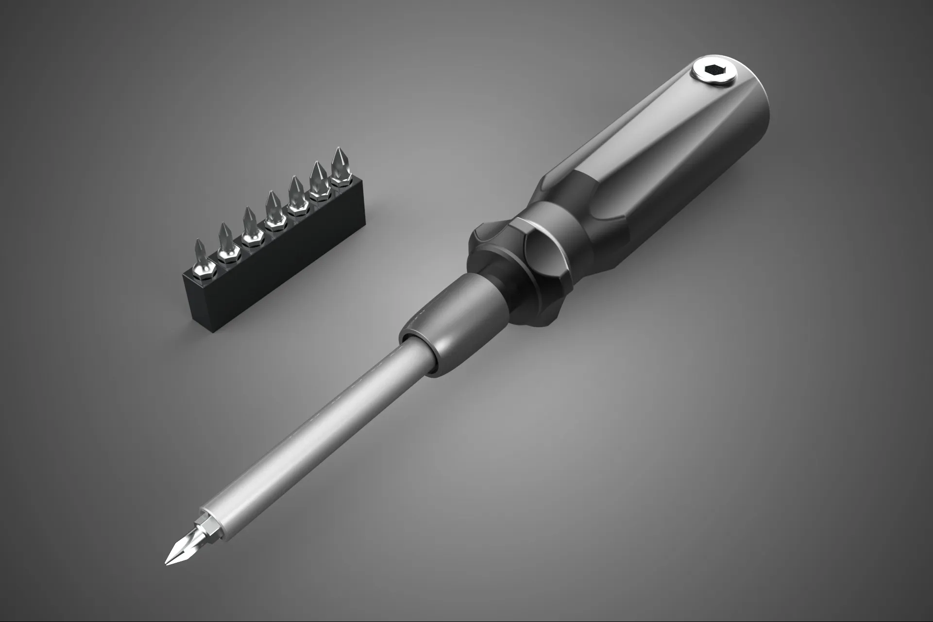 MANUAL SCREWDRIVER HAND TOOL INTERCHANGEABLE SCREW DRIVER BIT 3D Model .c4d .max .obj .3ds .fbx .stl .blend 