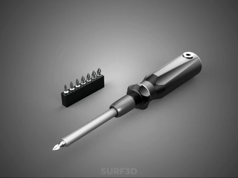 MANUAL SCREWDRIVER HAND TOOL INTERCHANGEABLE SCREW DRIVER BIT 3D Model