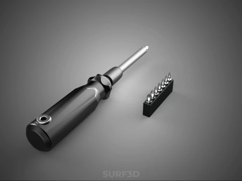 MANUAL SCREWDRIVER HAND TOOL INTERCHANGEABLE SCREW DRIVER BIT 3D Model