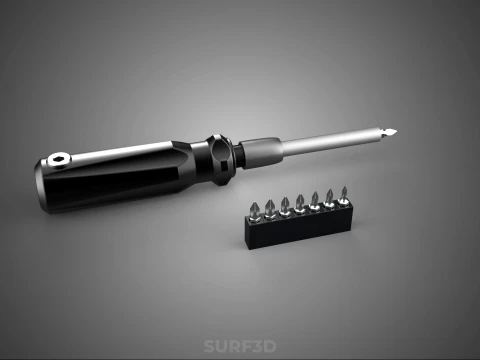 MANUAL SCREWDRIVER HAND TOOL INTERCHANGEABLE SCREW DRIVER BIT 3D Model