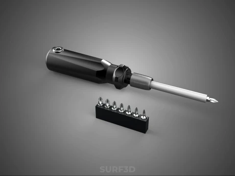MANUAL SCREWDRIVER HAND TOOL INTERCHANGEABLE SCREW DRIVER BIT 3D Model