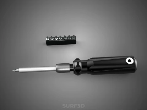 MANUAL SCREWDRIVER HAND TOOL INTERCHANGEABLE SCREW DRIVER BIT 3D Model