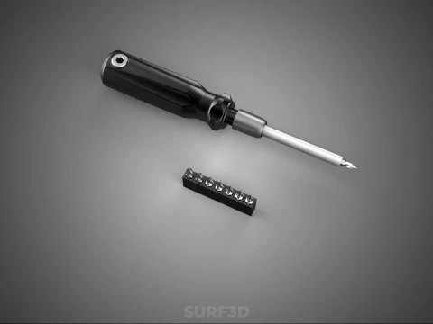 MANUAL SCREWDRIVER HAND TOOL INTERCHANGEABLE SCREW DRIVER BIT 3D Model