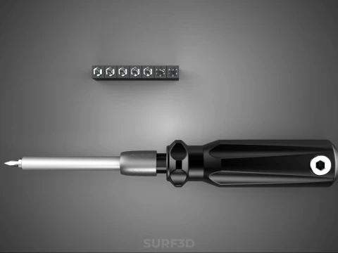 MANUAL SCREWDRIVER HAND TOOL INTERCHANGEABLE SCREW DRIVER BIT 3D Model