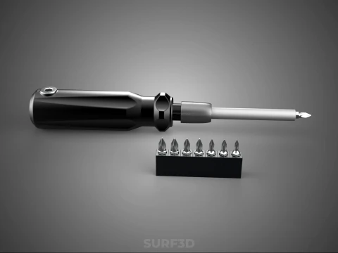 MANUAL SCREWDRIVER HAND TOOL INTERCHANGEABLE SCREW DRIVER BIT 3D Model