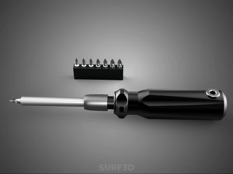 MANUAL SCREWDRIVER HAND TOOL INTERCHANGEABLE SCREW DRIVER BIT 3D Model