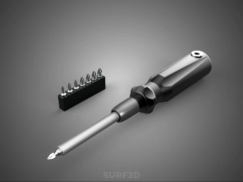 MANUAL SCREWDRIVER HAND TOOL INTERCHANGEABLE SCREW DRIVER BIT 3D Model