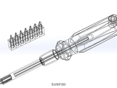 MANUAL SCREWDRIVER HAND TOOL INTERCHANGEABLE SCREW DRIVER BIT 3D Model