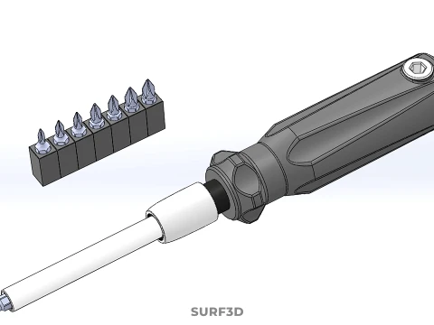 MANUAL SCREWDRIVER HAND TOOL INTERCHANGEABLE SCREW DRIVER BIT 3D Model
