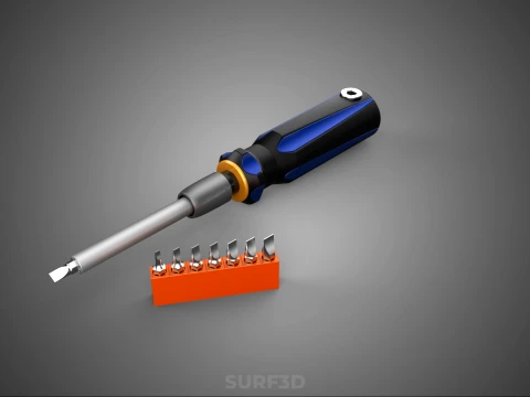 FLAT HEAD FLATHEAD SCREWDRIVER HAND TOOL SCREW DRIVER BIT TIP 3D Model