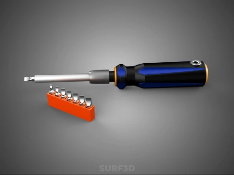 FLAT HEAD FLATHEAD SCREWDRIVER HAND TOOL SCREW DRIVER BIT TIP 3D Model