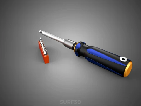 FLAT HEAD FLATHEAD SCREWDRIVER HAND TOOL SCREW DRIVER BIT TIP 3D Model