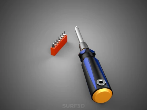 FLAT HEAD FLATHEAD SCREWDRIVER HAND TOOL SCREW DRIVER BIT TIP 3D Model