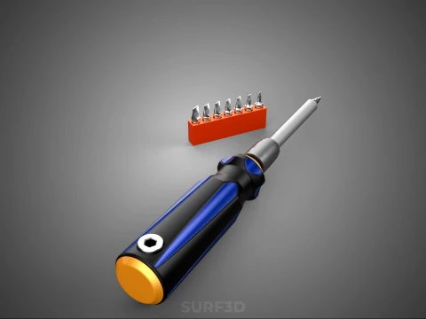 FLAT HEAD FLATHEAD SCREWDRIVER HAND TOOL SCREW DRIVER BIT TIP 3D Model