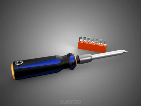 FLAT HEAD FLATHEAD SCREWDRIVER HAND TOOL SCREW DRIVER BIT TIP 3D Model