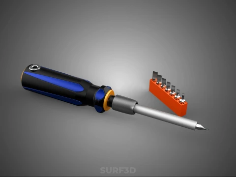 FLAT HEAD FLATHEAD SCREWDRIVER HAND TOOL SCREW DRIVER BIT TIP 3D Model