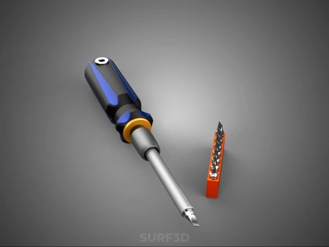 FLAT HEAD FLATHEAD SCREWDRIVER HAND TOOL SCREW DRIVER BIT TIP 3D Model
