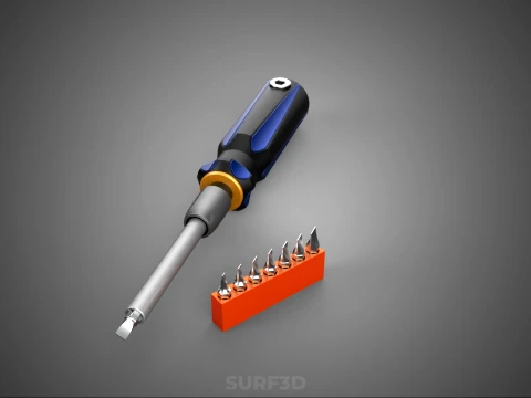FLAT HEAD FLATHEAD SCREWDRIVER HAND TOOL SCREW DRIVER BIT TIP 3D Model