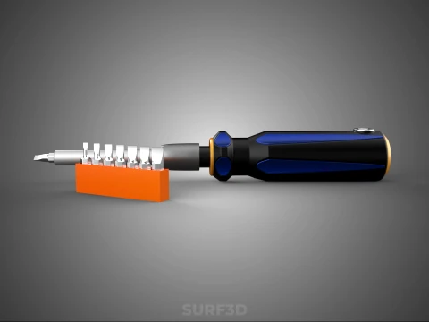 FLAT HEAD FLATHEAD SCREWDRIVER HAND TOOL SCREW DRIVER BIT TIP 3D Model