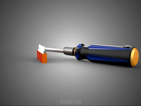 FLAT HEAD FLATHEAD SCREWDRIVER HAND TOOL SCREW DRIVER BIT TIP 3D Model