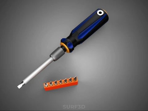 FLAT HEAD FLATHEAD SCREWDRIVER HAND TOOL SCREW DRIVER BIT TIP 3D Model