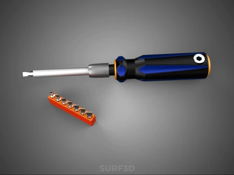 FLAT HEAD FLATHEAD SCREWDRIVER HAND TOOL SCREW DRIVER BIT TIP 3D Model