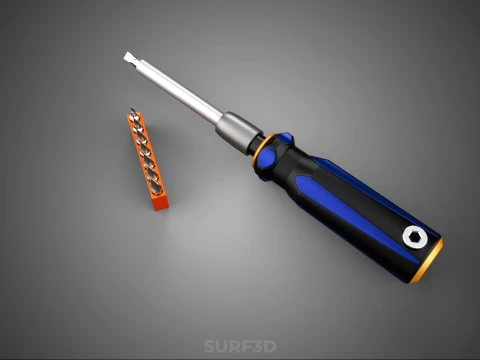 FLAT HEAD FLATHEAD SCREWDRIVER HAND TOOL SCREW DRIVER BIT TIP 3D Model