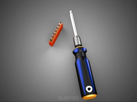 FLAT HEAD FLATHEAD SCREWDRIVER HAND TOOL SCREW DRIVER BIT TIP 3D Model