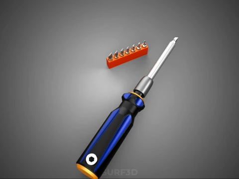 FLAT HEAD FLATHEAD SCREWDRIVER HAND TOOL SCREW DRIVER BIT TIP 3D Model