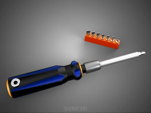 FLAT HEAD FLATHEAD SCREWDRIVER HAND TOOL SCREW DRIVER BIT TIP 3D Model