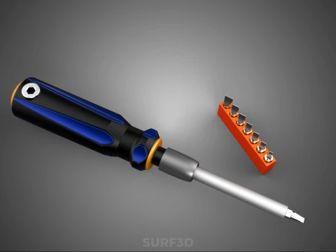 FLAT HEAD FLATHEAD SCREWDRIVER HAND TOOL SCREW DRIVER BIT TIP 3D Model