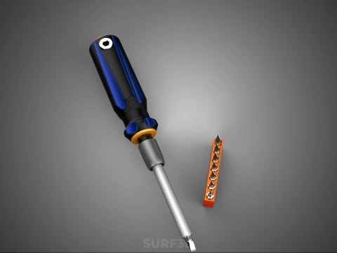 FLAT HEAD FLATHEAD SCREWDRIVER HAND TOOL SCREW DRIVER BIT TIP 3D Model