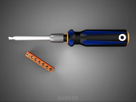 FLAT HEAD FLATHEAD SCREWDRIVER HAND TOOL SCREW DRIVER BIT TIP 3D Model