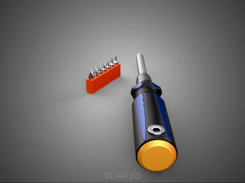FLAT HEAD FLATHEAD SCREWDRIVER HAND TOOL SCREW DRIVER BIT TIP 3D Model