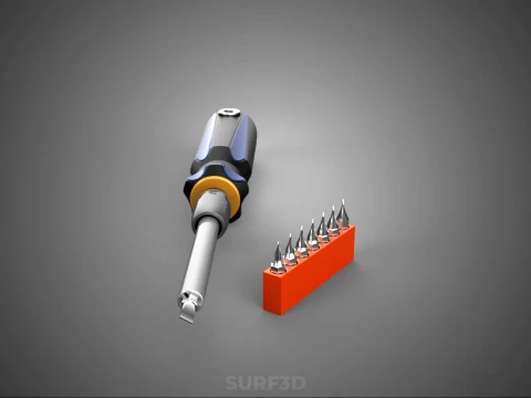 FLAT HEAD FLATHEAD SCREWDRIVER HAND TOOL SCREW DRIVER BIT TIP 3D Model