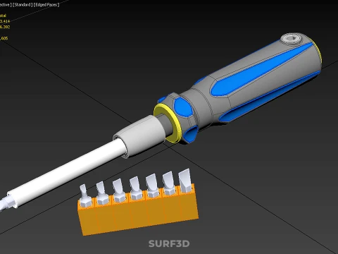 FLAT HEAD FLATHEAD SCREWDRIVER HAND TOOL SCREW DRIVER BIT TIP 3D Model